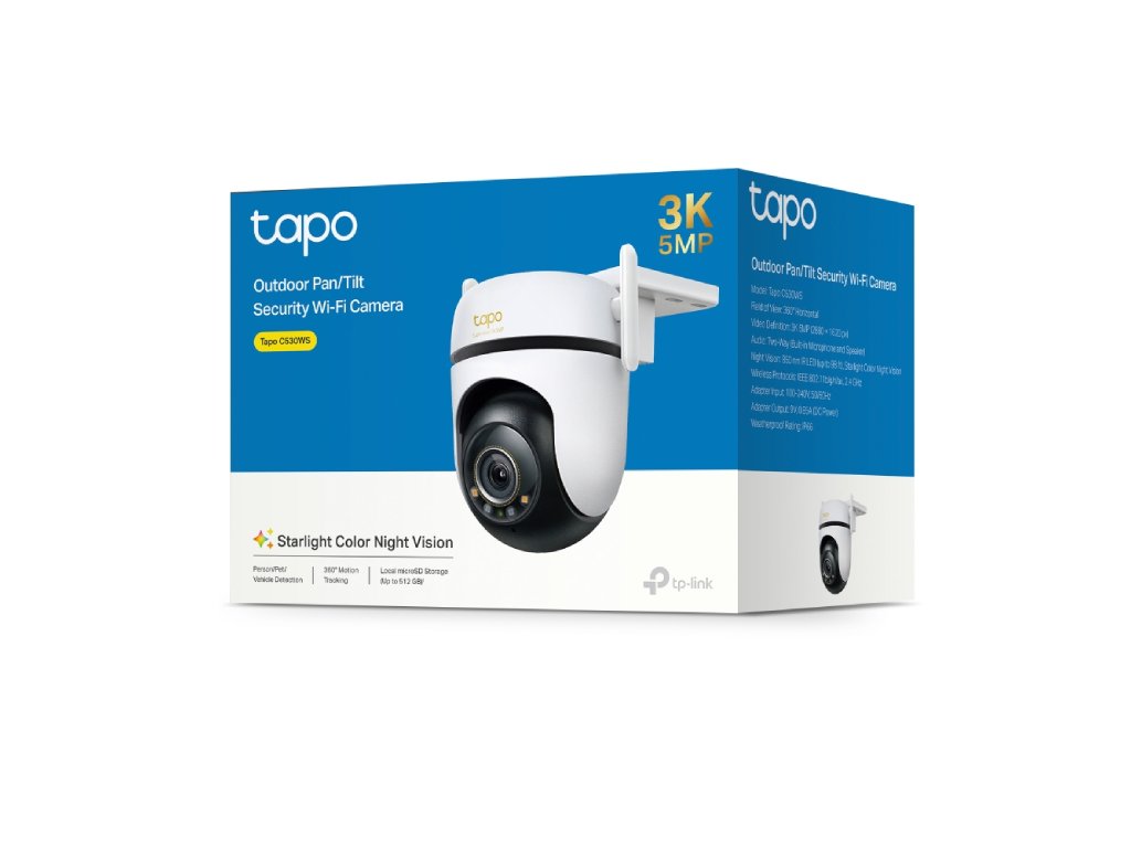 TP-LINK TAPO C530WS Outdoor Pan - Tilt Security Wi-Fi Camera 3K 5MP Live View, 2880 x 1620, IP66