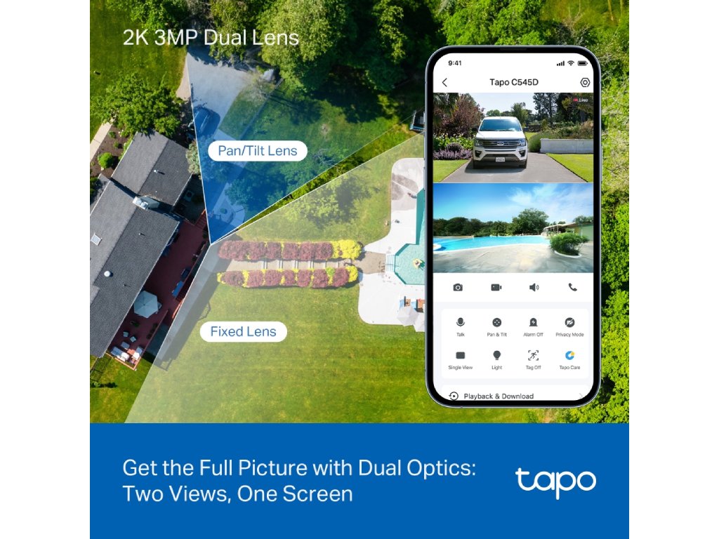 TP-LINK TAPO C545D Outdoor Dual Lens Security Wi-Fi Camera,Double 2K View,360 AI Tracking,3MP, IP66
