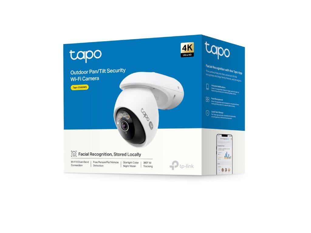 TP-LINK TAPO C560WS 4K Outdoor Pan - Tilt Security Wi-Fi Camera, 360 AI Tracking, IP66 Weatherproof