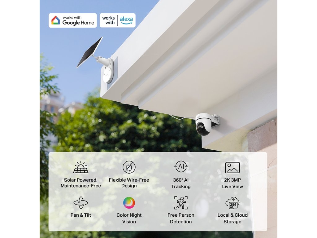 TP-LINK TAPO C610 KIT Solar-Powered Pan - Tilt Security Camera Kit, 360 AI Tracking, 2K 3MP, IP65