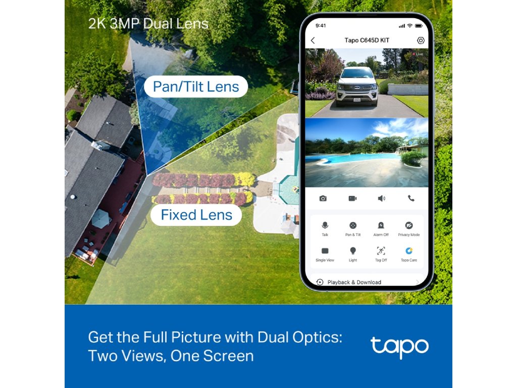 TP-LINK TAPO C645D KIT Dual 2K Solar-Powered Dual-Lens Pan - Tilt Security Camera Kit