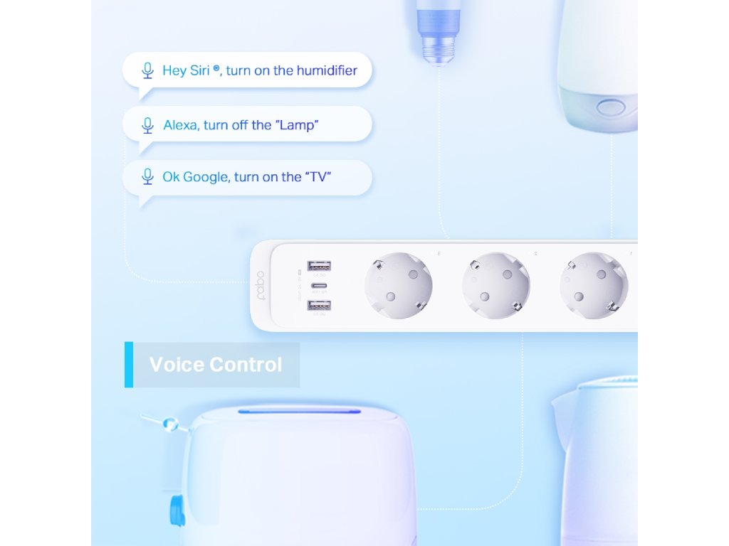 TP-LINK TAPO P300 Smart Wi-Fi Power Strip, 3Smart Outlets, 2USB-A QC3.0 18W, USB-C port