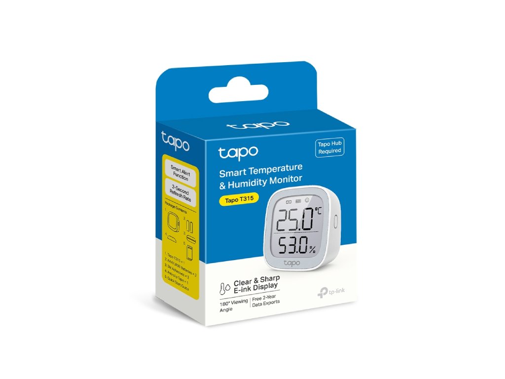 TP-LINK TAPO T315 Smart Temperature & Humidity Monitor, Real-Time Monitoring, 2.7" E-ink Display