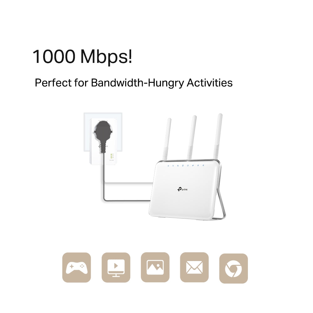 TP-LINK TL-PA7017P KIT AV1000 Gigabit Passthrough Powerline Starter Kit