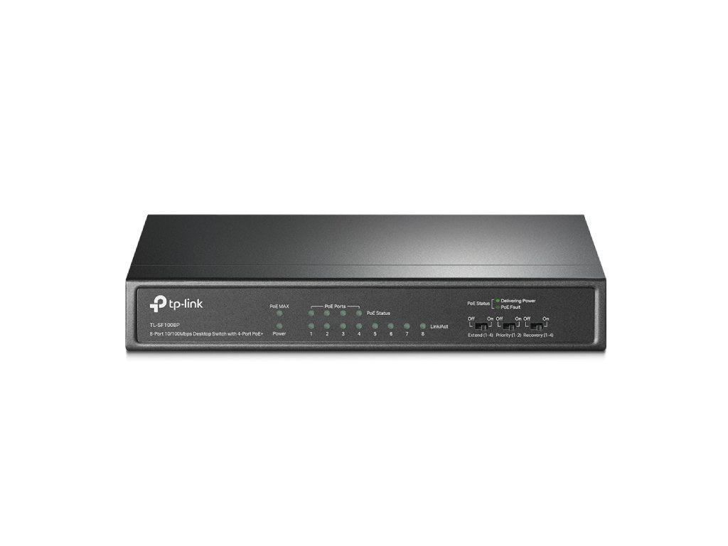 TP-LINK TL-SF1008P 8-Port 10 - 100Mbps Desktop Switch with 4-Port PoE+, 66 W