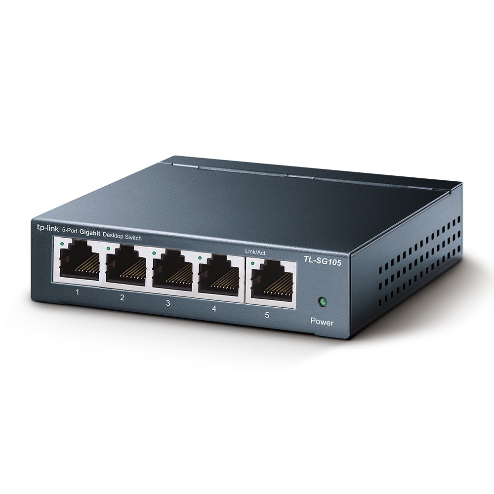 TP-LINK TL-SG105 5-Port Gigabit 10 - 100 - 1000Mbps Desktop Switch, Durable Metal Casing