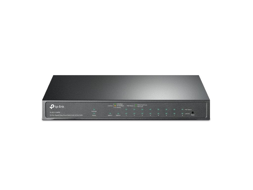 TP-LINK TL-SG1210MPE 10-Port Gigabit Easy Smart Switch with 8-Port PoE+, 123 W PoE budget