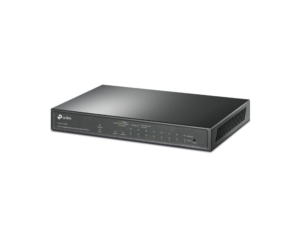 TP-LINK TL-SG1210MPE 10-Port Gigabit Easy Smart Switch with 8-Port PoE+, 123 W PoE budget