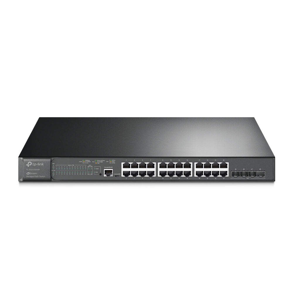 TP-LINK TL-SG3428XMP JetStream 24-Port Gigabit and 4-Port 10GE SFP+ L2+ Managed Switch 24-Port PoE+