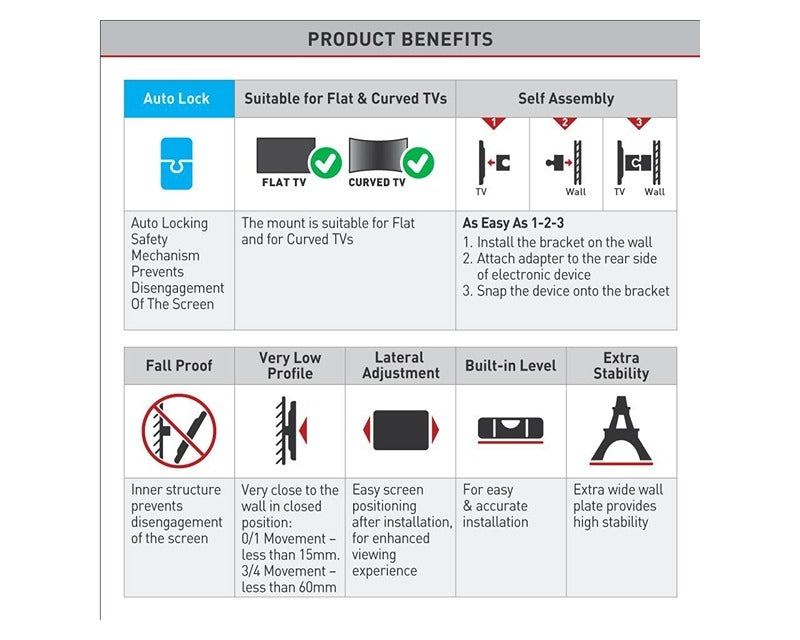 E302+.B LCD TV zidni nosač do 65 inča