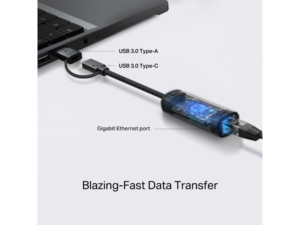 TP-LINK UE310C USB Type-C - Type-A to RJ45 Gigabit Ethernet Network Adapter