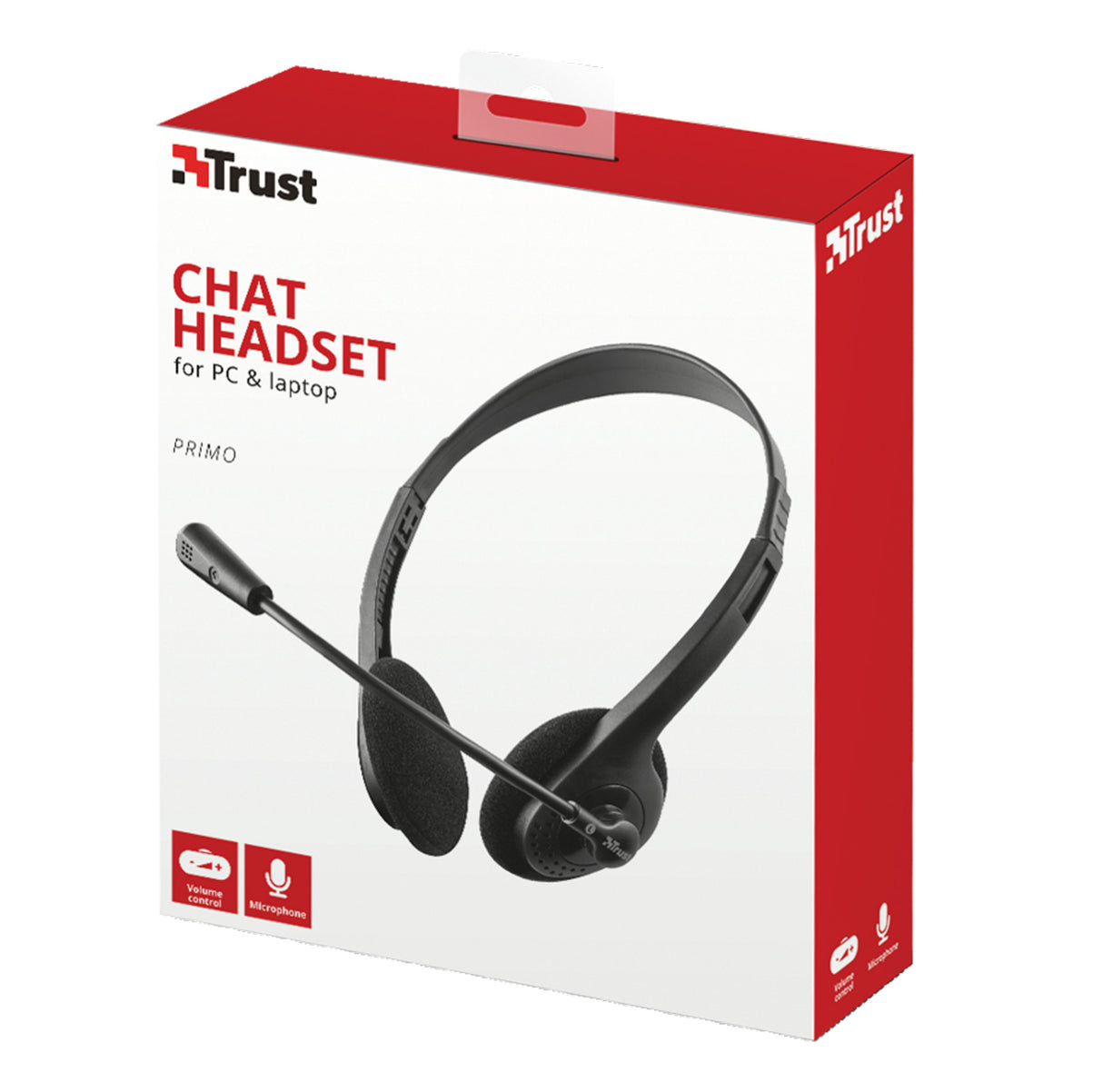 TRUST Primo Chat Headset for PC and laptop, In-line volume control