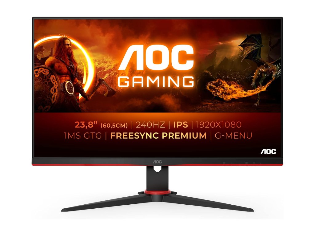 AOC IPS Gaming Monitor 24G2ZE, 23.8", Full HD 1920x1080, 240Hz, 0.5 ms, 1000:1, HDMI*2 - DP