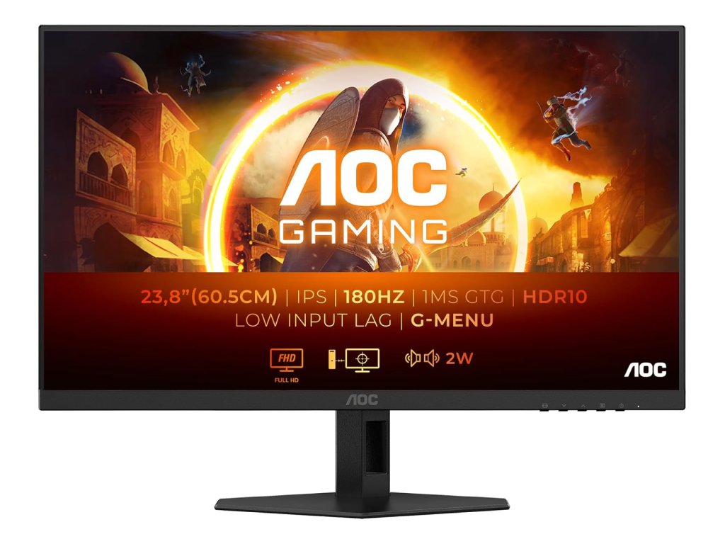 AOC IPS Gaming Monitor 24G4XE, 23.8", Full HD, 180Hz, 0.5 ms, 1000:1, HDMI*2 - DP, HDR, 2 W x 2