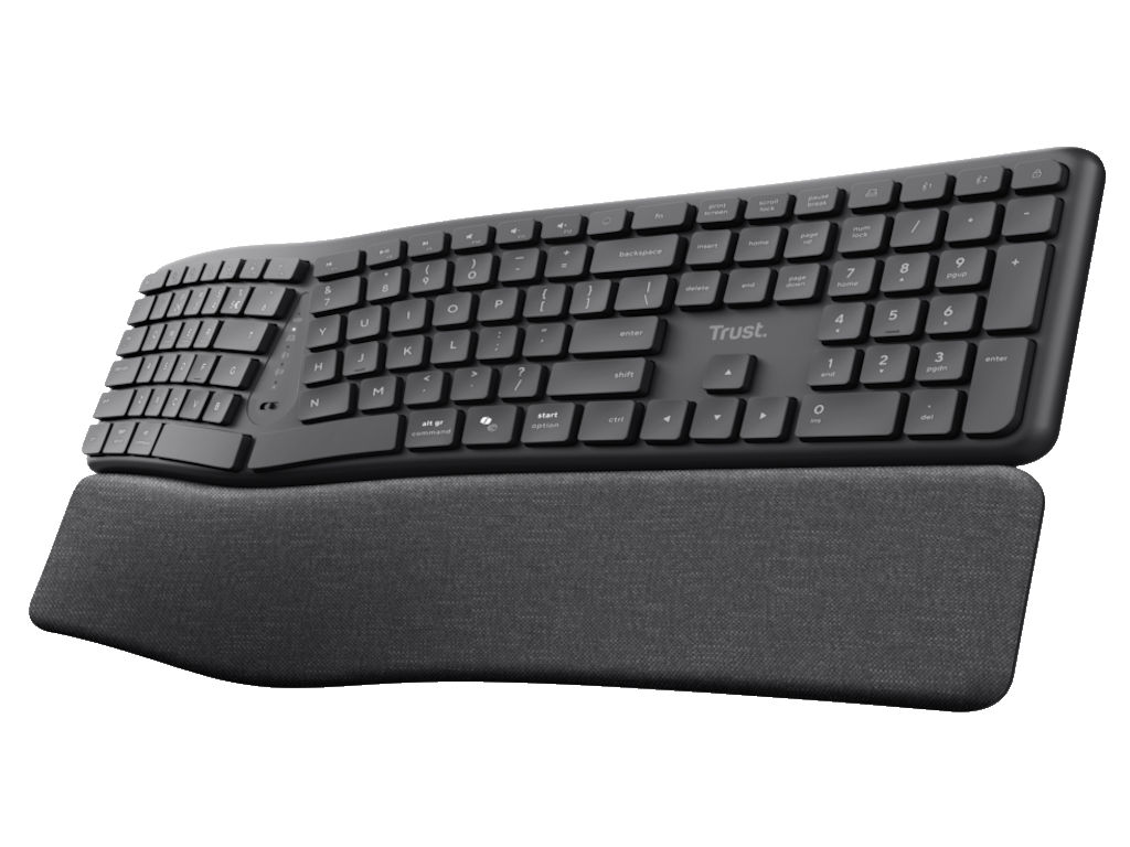 TRUST Keyra Ergonomic multidevice wireless keyboard US