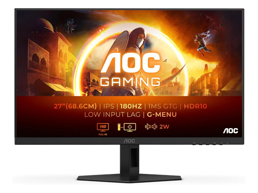 AOC IPS Gaming Monitor 27G4XE, 27", Full HD, 180Hz, 0.5 ms, HDMI*2 - DP, HDR10, Tilt, 2W x 2, VESA