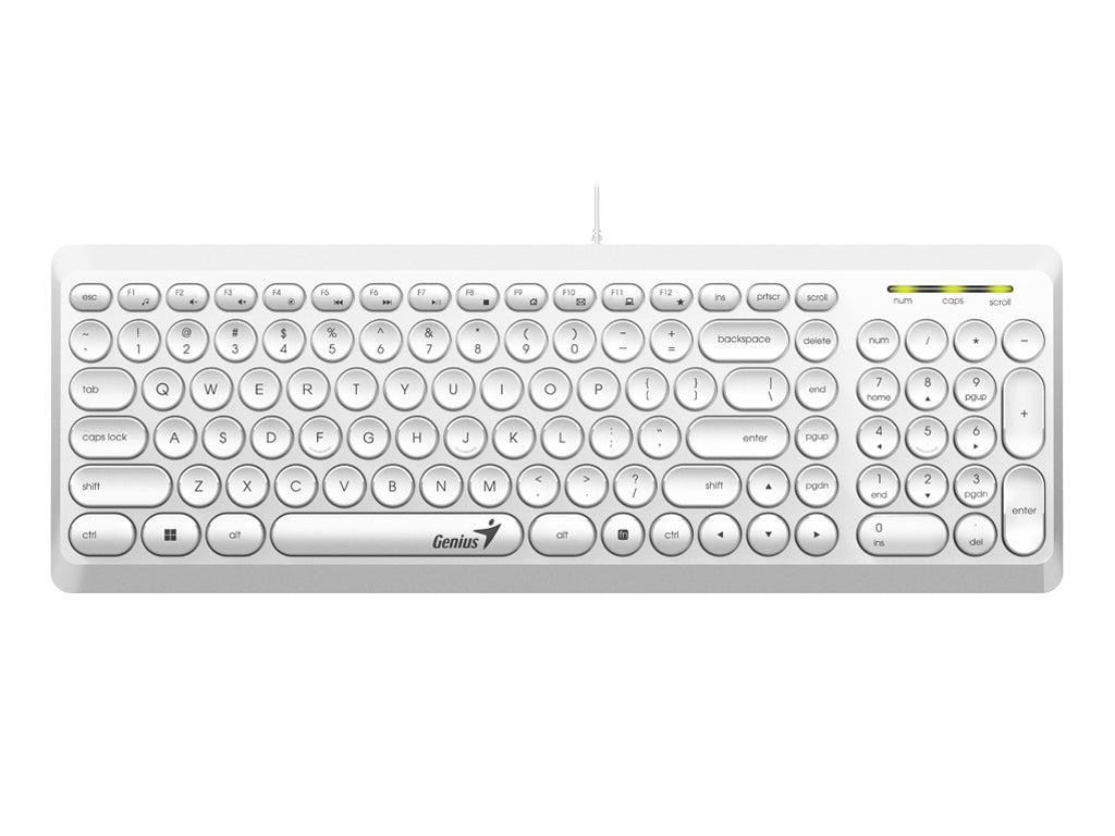 GENIUS SlimStar Q200 Keyboard, Multimedia, YU layout, Slim Round Key, 1.5m, White