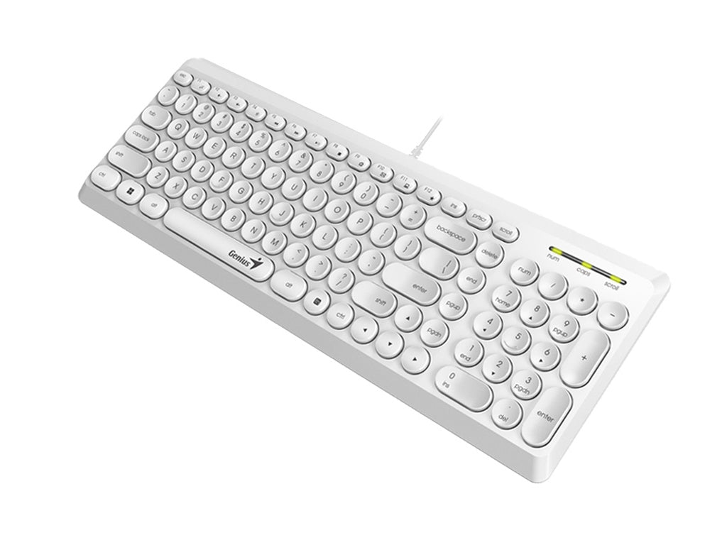 GENIUS SlimStar Q200 Keyboard, Multimedia, YU layout, Slim Round Key, 1.5m, White