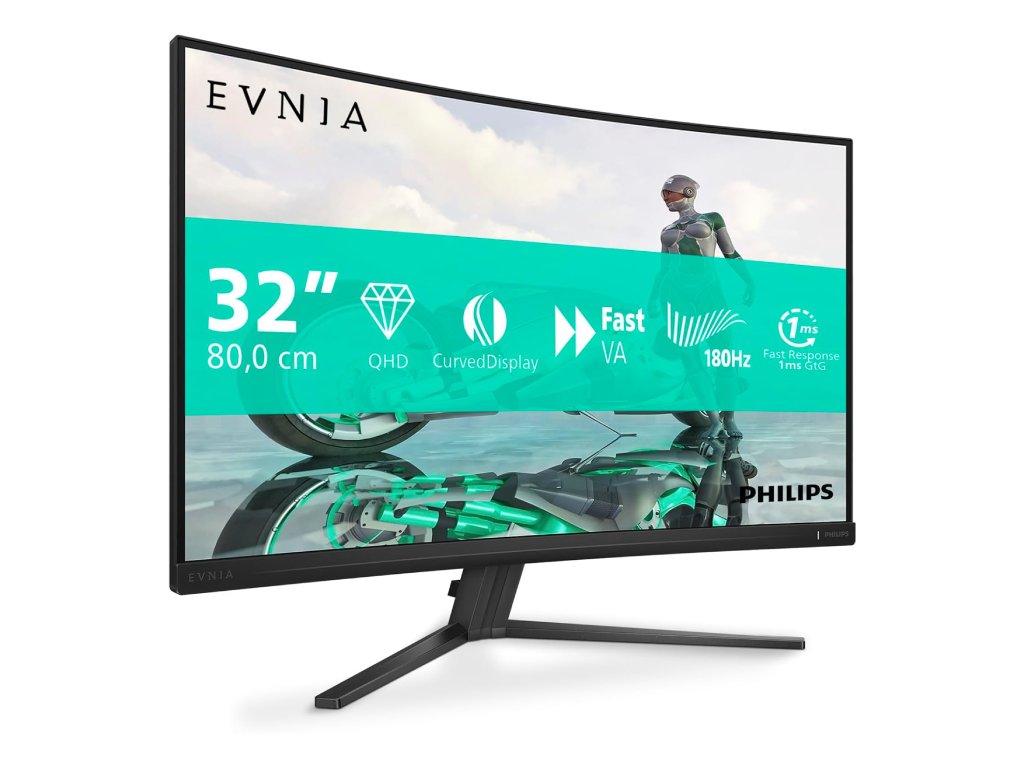 PHILIPS Evnia Gaming LED Curved Monitor 32M2C3500L, 31.5", QHD, 180Hz, 0.5 ms, 3500:1, HDMI*2 - DP