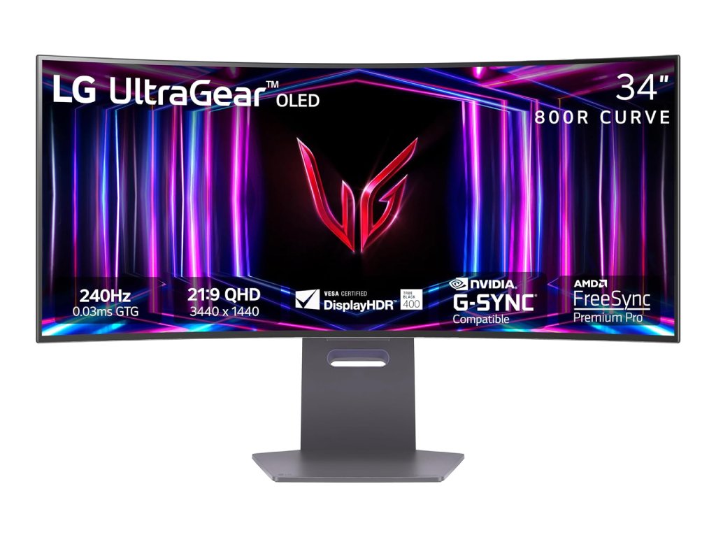 LG 34" 34GS95QE-B UltraGear OLED Curved Gaming Monitor, WQHD 3440x1440, 240Hz, 0.03ms, DP - HDMI*2 - USB