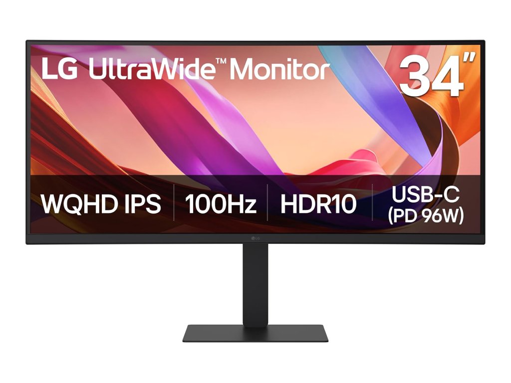 LG 34" Curved UltraWide WQHD Monitor 34U650A-B,3440x1440,21:9,100Hz, HDMI*2 - DP,7W* 2, HAS, USB-C,LAN