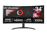 LG 34" Curved UltraWide QHD Monitor 34WR50QK-B,3440x1440, 21:9, 100Hz, 3000:1, 5ms, HDMI*2 - DP