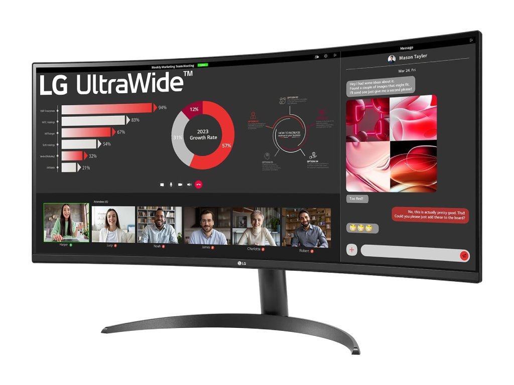 LG 34" Curved UltraWide QHD Monitor 34WR50QK-B,3440x1440, 21:9, 100Hz, 3000:1, 5ms, HDMI*2 - DP