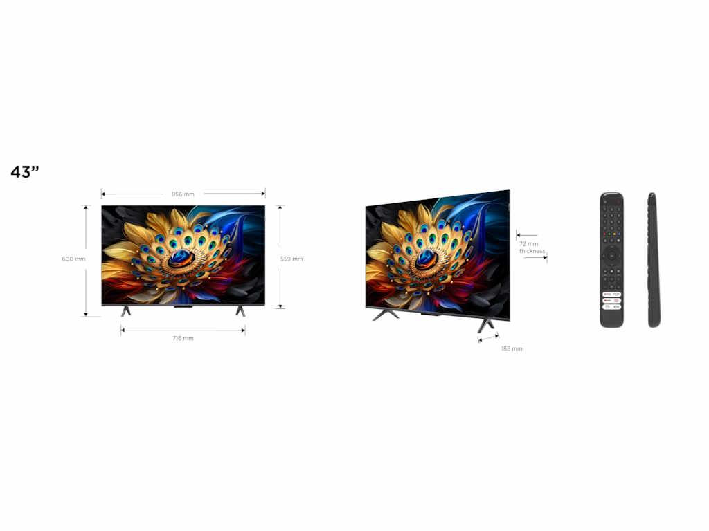 TCL 43C655 QLED TV 43" ultra HD, Google TV smart, AiPQ Pro Processor, T-screen Pro