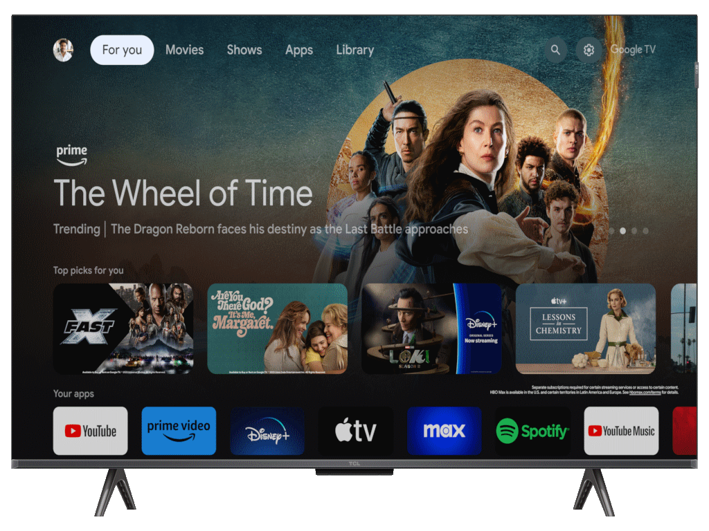 TCL 43C655 QLED TV 43" ultra HD, Google TV smart, AiPQ Pro Processor, T-screen Pro