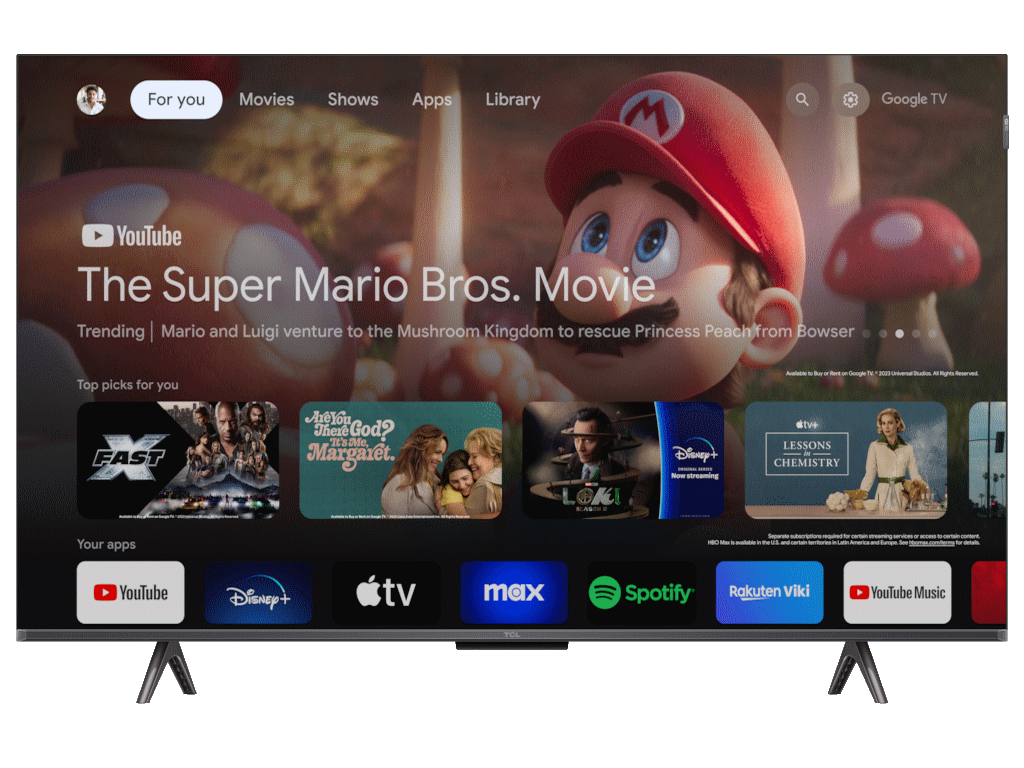 TCL 43C655 QLED TV 43" ultra HD, Google TV smart, AiPQ Pro Processor, T-screen Pro