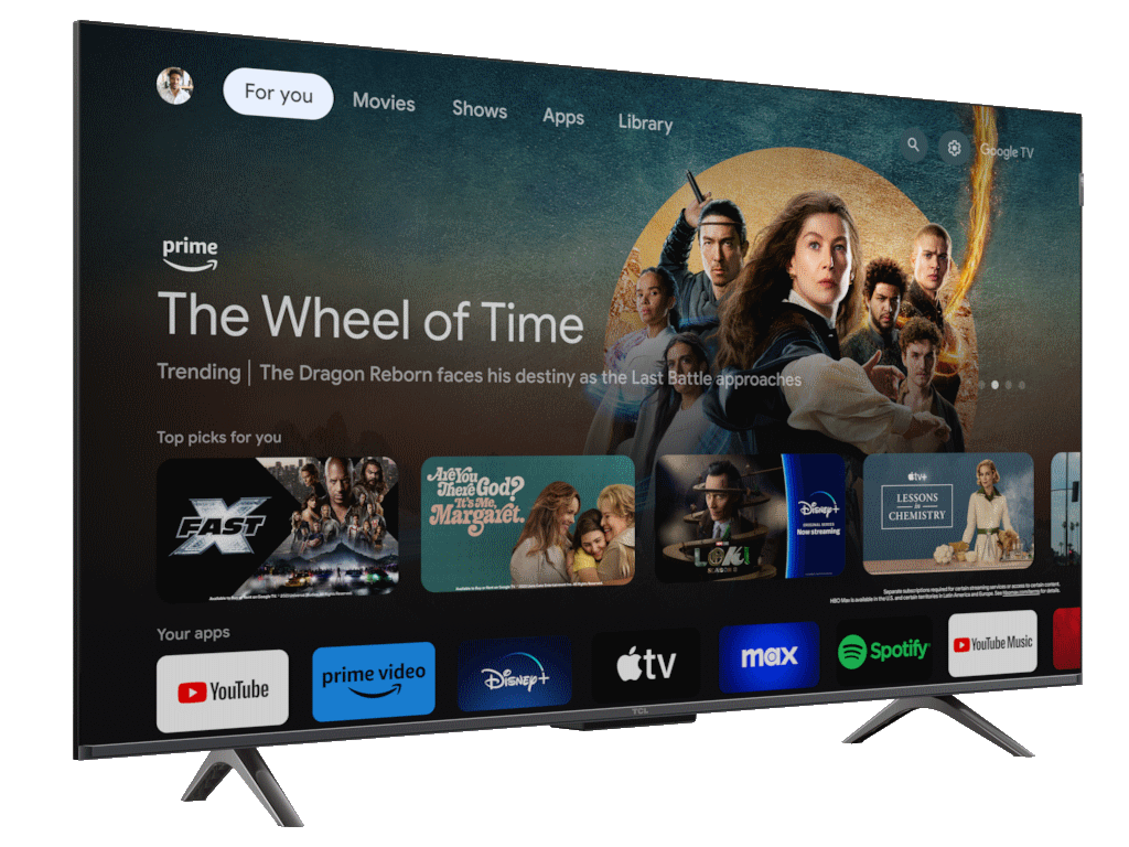 TCL 43C655 QLED TV 43" ultra HD, Google TV smart, AiPQ Pro Processor, T-screen Pro