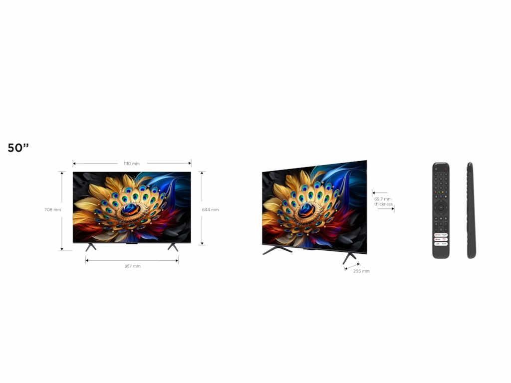 TCL 50C655 QLED TV 50" ultra HD, Google TV smart, AiPQ Pro Processor, T-screen Pro