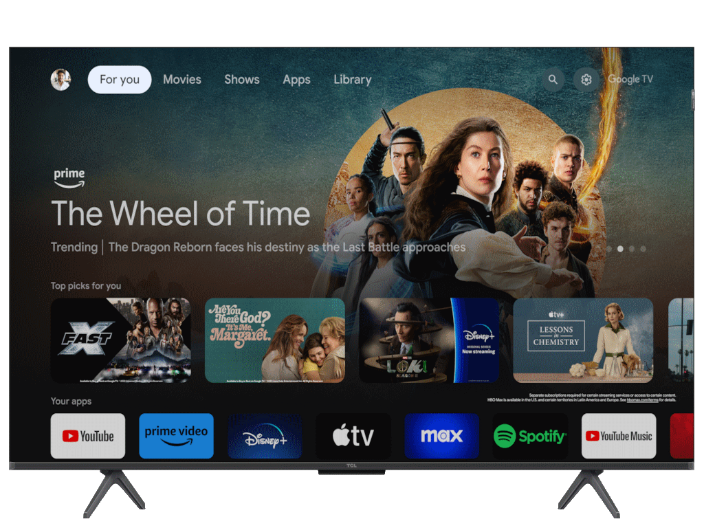 TCL 50C655 QLED TV 50" ultra HD, Google TV smart, AiPQ Pro Processor, T-screen Pro