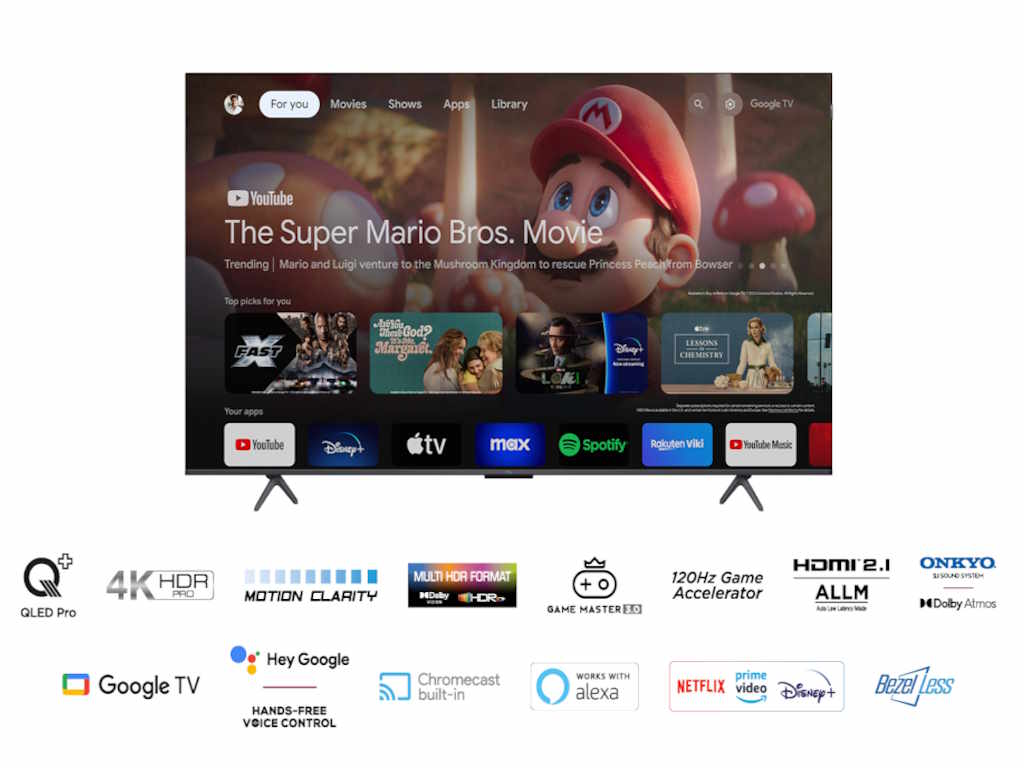 TCL 55C655 QLED TV 55" ultra HD, Google TV smart, AiPQ Pro Processor, T-screen Pro