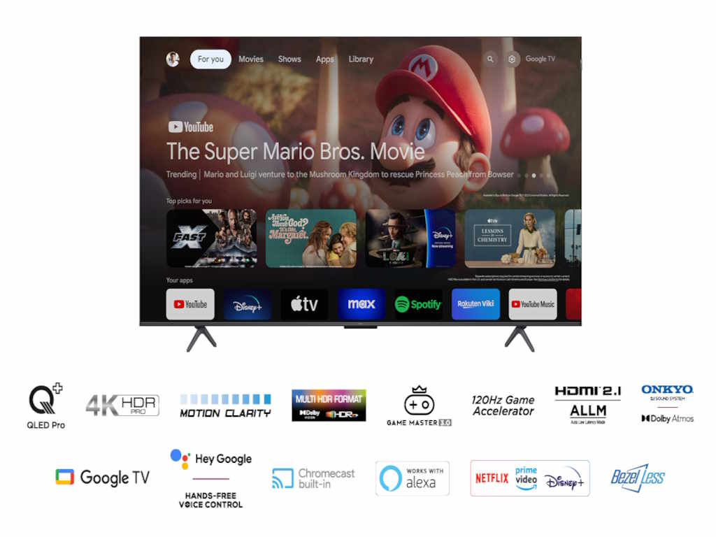 TCL 65C655 QLED TV 65" ultra HD, Google TV smart, AiPQ Pro Processor, T-screen Pro