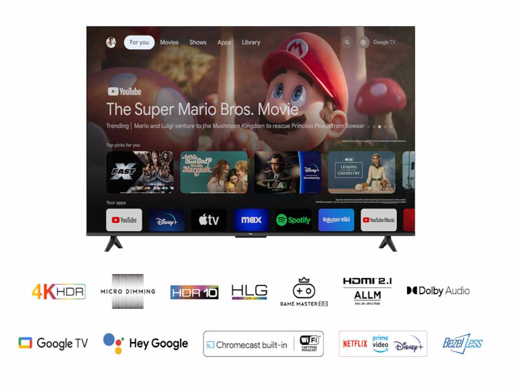 TCL 65V6B LED TV 65" ultra HD, Google TV smart, 4K HDR, Micro dimming, Dolby audio, bez okvira