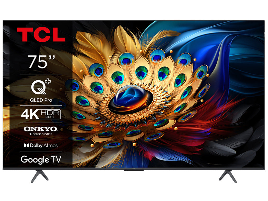 TCL 75C655 QLED TV 75" ultra HD, Google TV smart, AiPQ Pro Processor, T-screen Pro