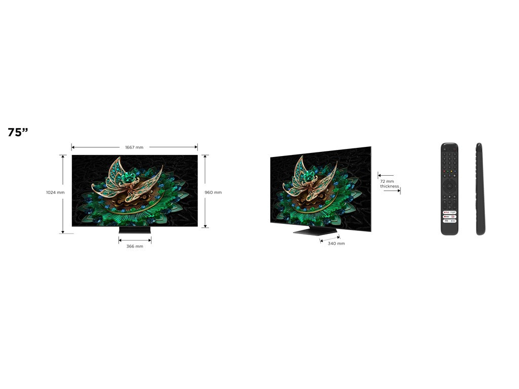 TCL 75C765 Mini LED TV 75" ultra HD, Google TV smart, 144Hz Motion Clarity PRO, Game master