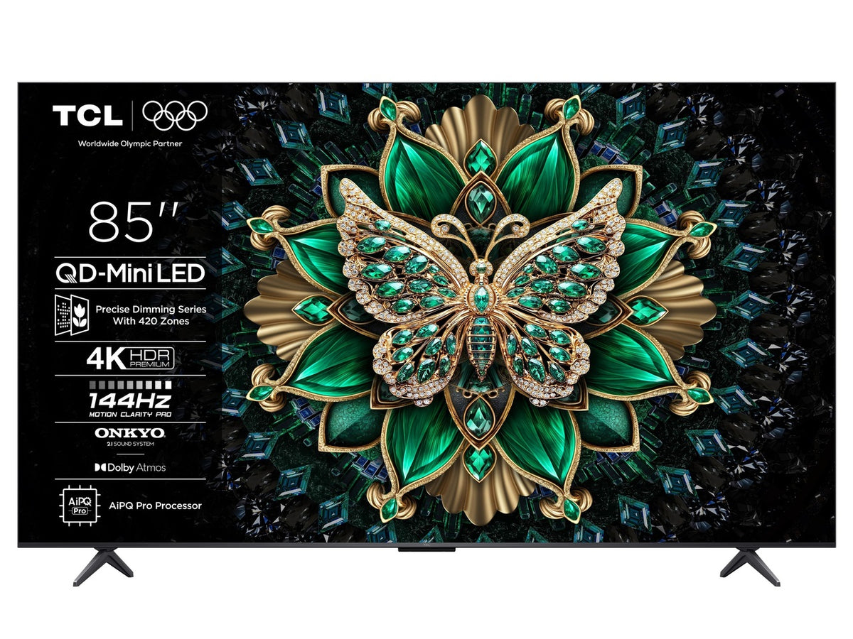 TCL 85C6K mini LED TV 85" ultra HD, Google TV smart, 512 Local Dimming Zones, 144Hz, Onkyo 2.1