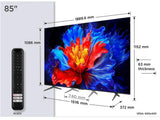 TCL 85P8K QLED TV 85" ultra HD, AiPQ Pro CPU, 144Hz refresh rate, Onkyo 1.2 Hi-Fi system, ultra slim