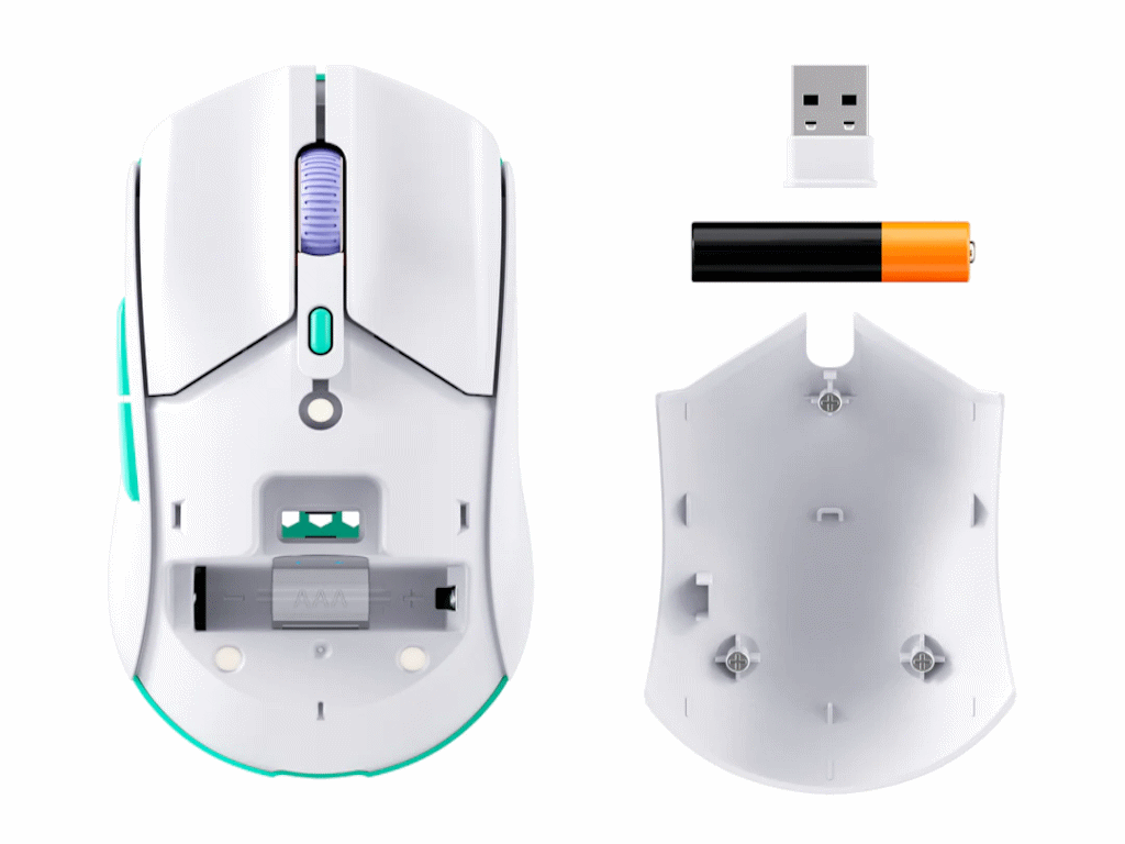 HyperX Pulsefire Haste 2 Core Wireless - 100hr - White - AAA - 300 IPS - Up to 12000 DPI - Low-friction skates