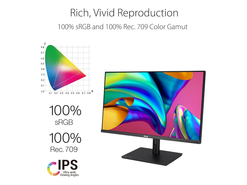ASUS ProArt PA328QV Professional Monitor, 31.5", IPS, WQHD 2560 x 1440, 100% sRGB, DP - HDMI*2 - USB Hub