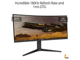 ASUS TUF Gaming Curved Monitor VG34VQL3A, 34" WQHD 3440x1440, 180Hz, 1ms, DP*2 - HDMI*2, USB Hub, HAS