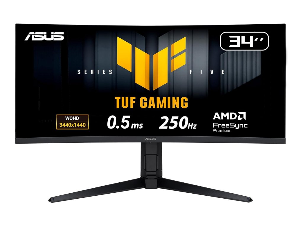 ASUS TUF Gaming Curved Monitor VG34WQML5A, 34" WQHD 3440x1440, 250Hz,0.5ms,DP*2 - HDMI*2,USB Hub, HAS