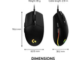 LOGITECH G203 LIGHTSYNC RGB 6 Button Gaming Mouse, 200-8000 DPI, Cable length: 2.1 m