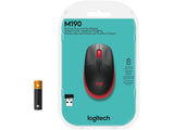 LOGITECH M190 Red Wireless Mouse, Full Size Curve Design, 18-month battery life (AA battery)