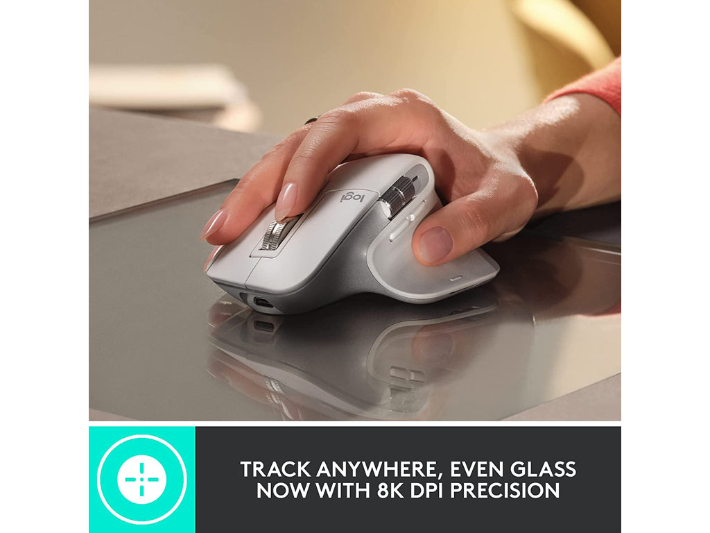 LOGITECH MX MASTER 3S Wireless Mouse,200-8000 DPI,7 buttons, 141 g,Rechargeable Li-Po battery,White