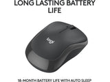 LOGITECH M240 Silent Bluetooth Mouse, Graphite, DPI 400-4000, 3 Buttons, 1 x AA Battery