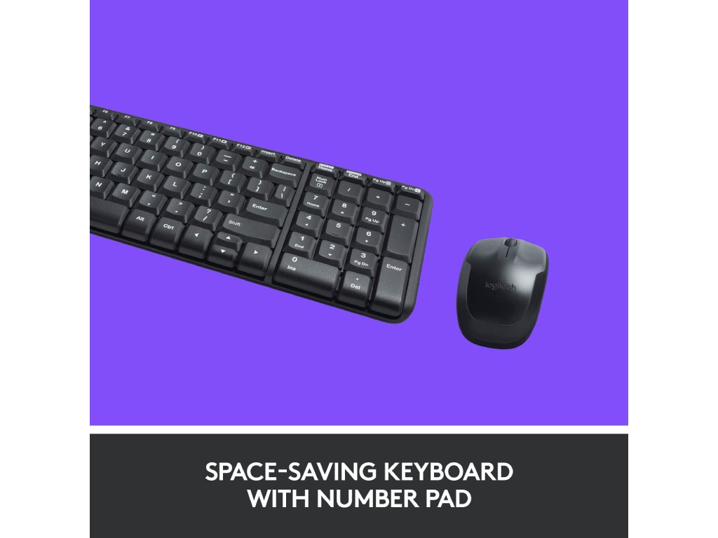 LOGITECH MK220 Compact Wireless Keyboard + Mouse Combo, US Layout