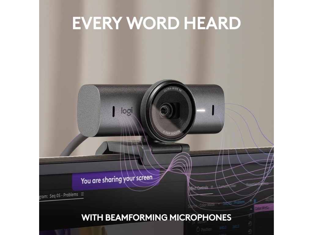 LOGITECH MX Brio 4K Ultra HD Streaming Webcam, 4K - 30fps, Advanced Autofocus, 8.5MP Sony STARVIS